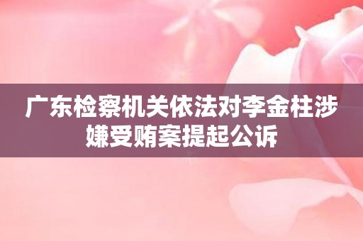 广东检察机关依法对李金柱涉嫌受贿案提起公诉